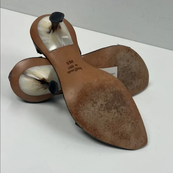 Cydwok Leatyer Strappy Sandals With Horn Heel - Picture 6 of 8